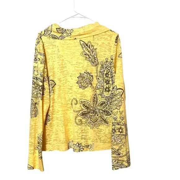 Kim Rogers Yellow Floral Lightweight Zip-Up Hoodie Petite Large - Picture 3 of 5